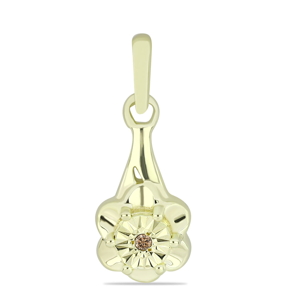 Colgante de Plata Bañada en Oro con Diamante Champagne 1 