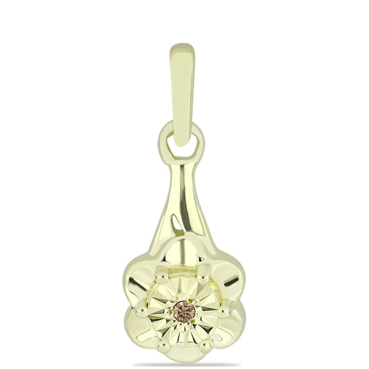 Colgante de Plata Bañada en Oro con Diamante Champagne