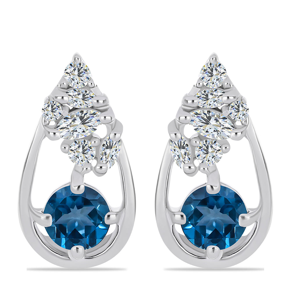 Pendientes de Plata con Topacio Azul Londres y Topacio Blanco 1 