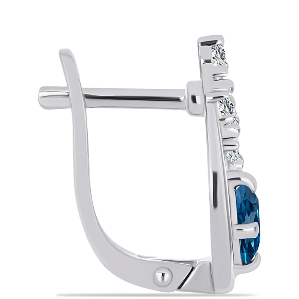 Pendientes de Plata con Topacio Azul Londres y Topacio Blanco 2 