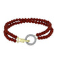Pulsera de Plata Bañada en Oro con Perla roja de río y Topacio Blanco