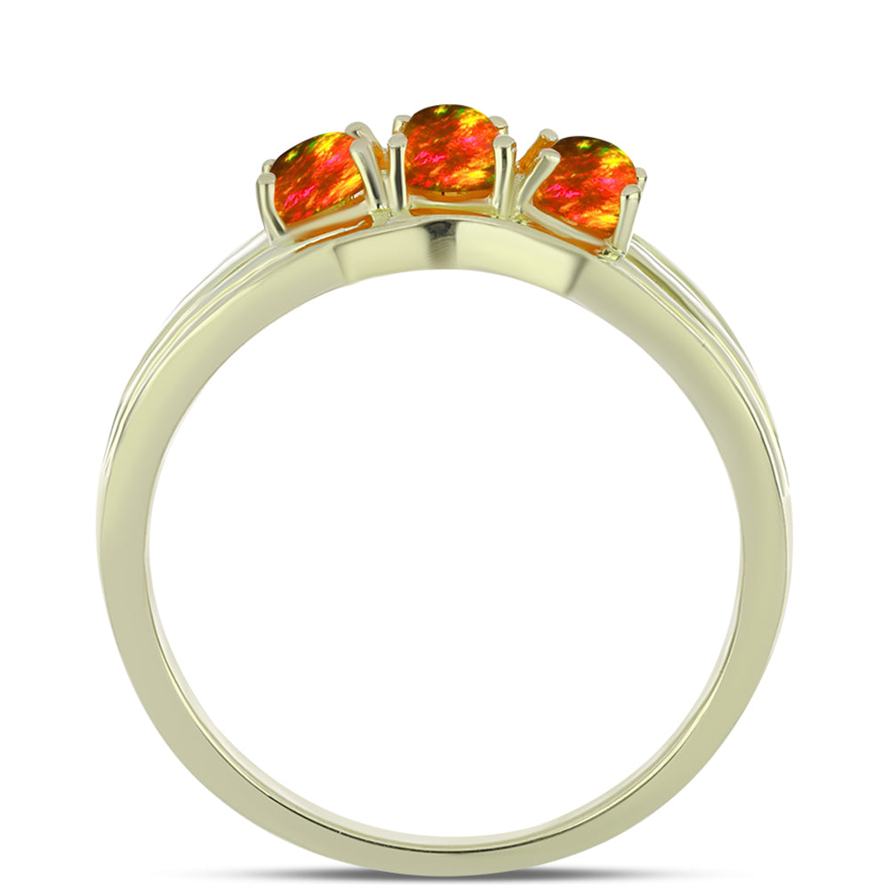 Anillo de Plata Bañada en Oro con Ópalo de fuego americano 2 
