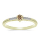 Anillo de Plata Bañada en Oro con Diamante Champagne y Diamante blanco