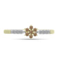 Anillo de Plata Bañada en Oro con Diamante Champagne y Diamante blanco