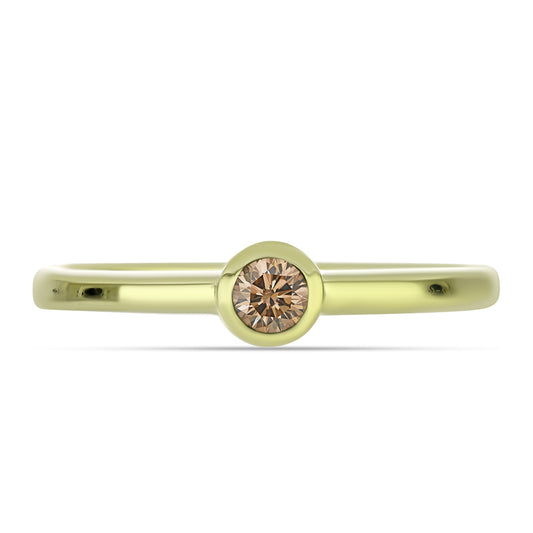 Anillo de Plata Bañada en Oro con Diamante Champagne
