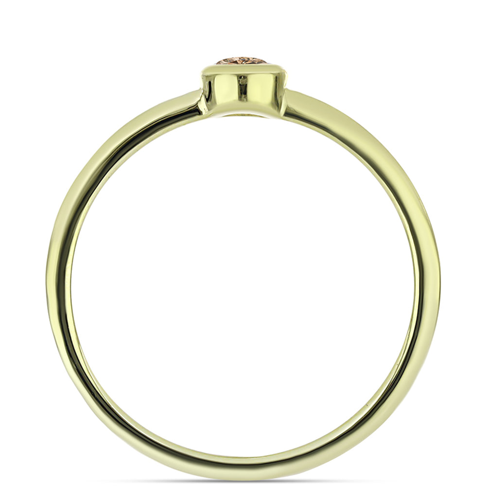 Anillo de Plata Bañada en Oro con Diamante Champagne 2 