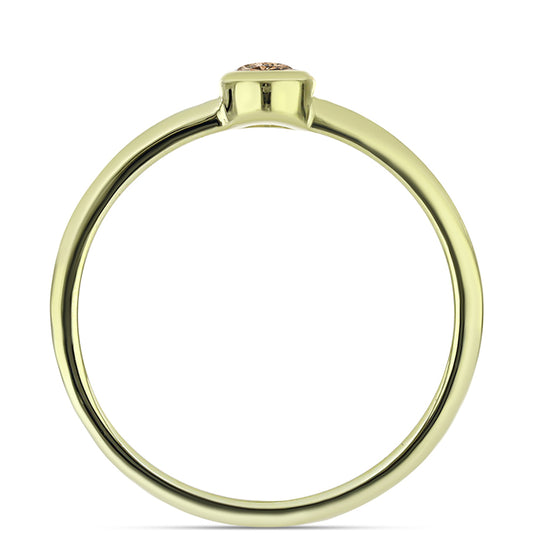 Anillo de Plata Bañada en Oro con Diamante Champagne