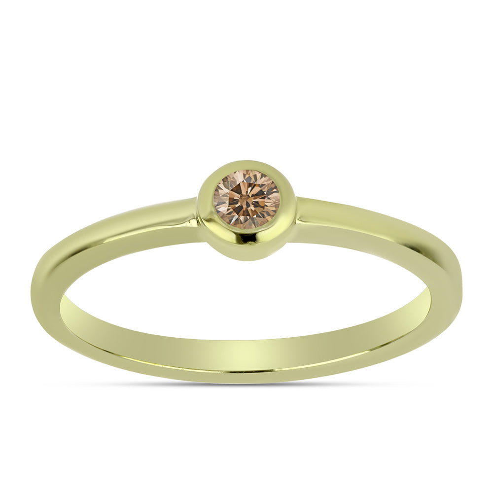 Anillo de Plata Bañada en Oro con Diamante Champagne