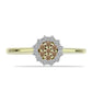 Anillo de Plata Bañada en Oro con Diamante Champagne y Diamante blanco