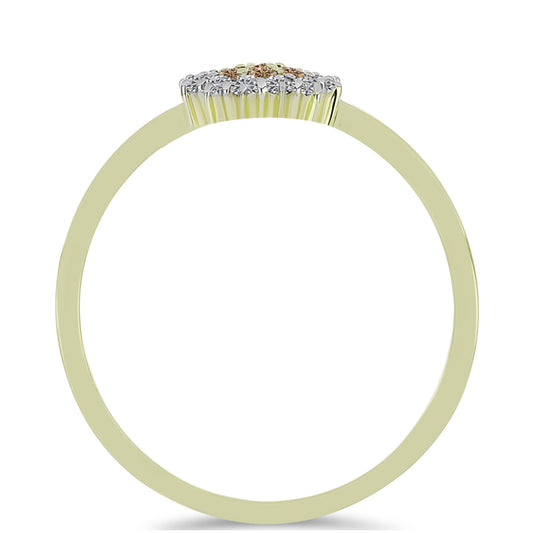 Anillo de Plata Bañada en Oro con Diamante Champagne y Diamante blanco