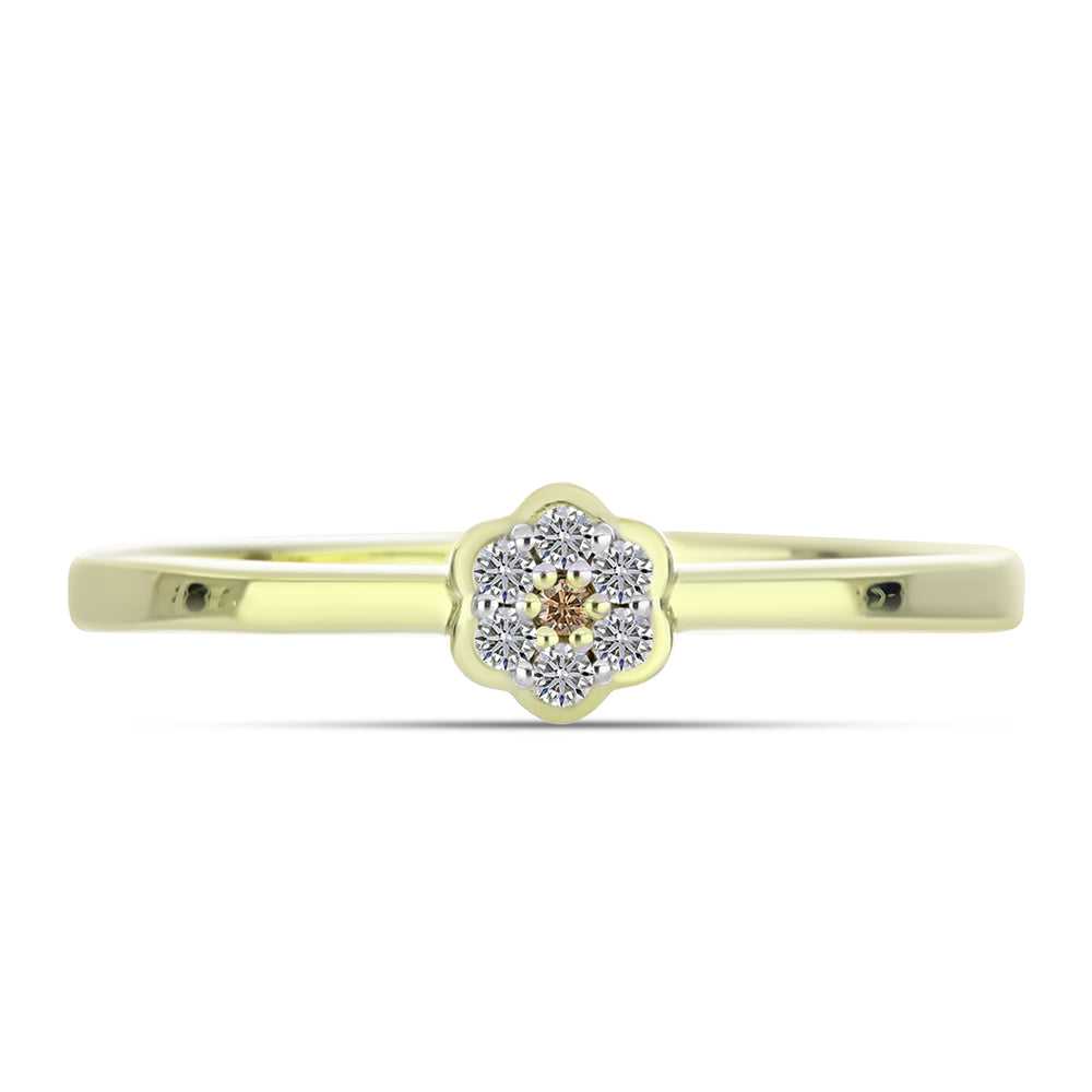 Anillo de Plata Bañada en Oro con Diamante Champagne y Diamante blanco 1 