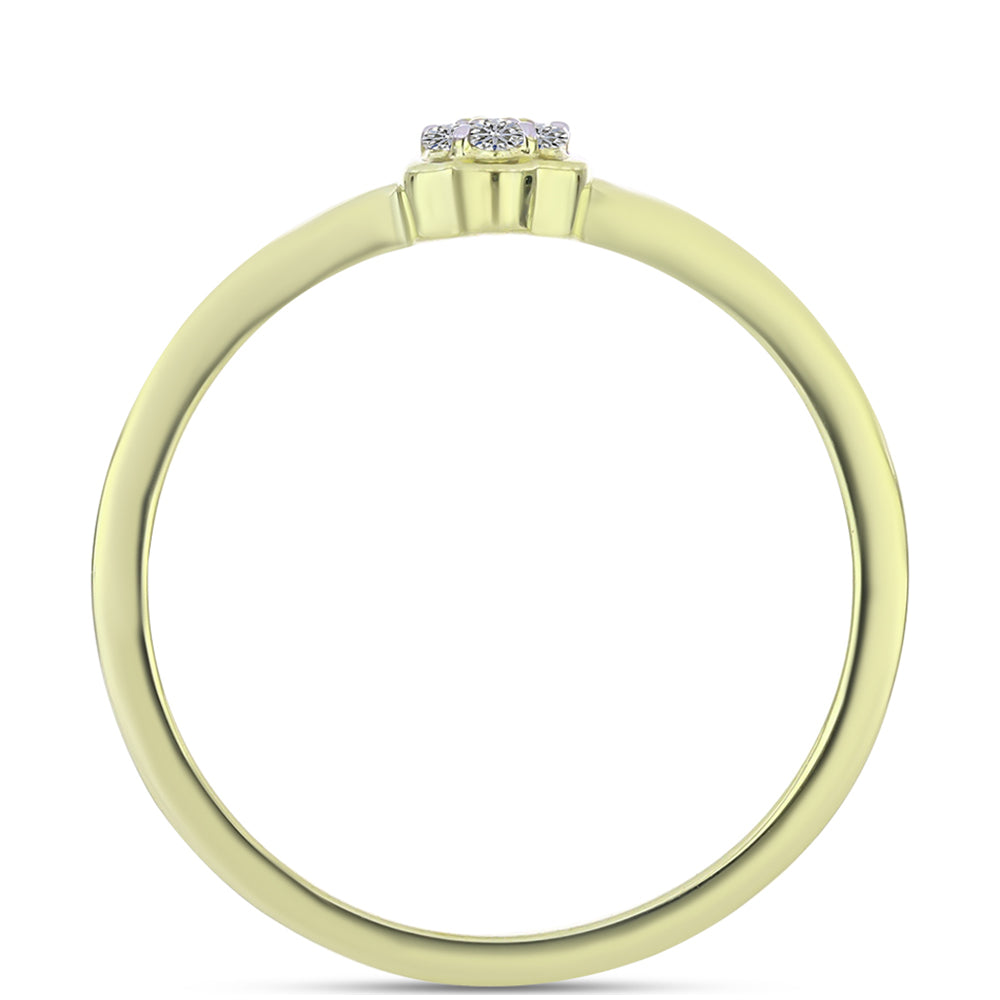 Anillo de Plata Bañada en Oro con Diamante Champagne y Diamante blanco 2 