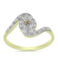 Anillo de Plata Bañada en Oro con Diamante Champagne y Diamante blanco