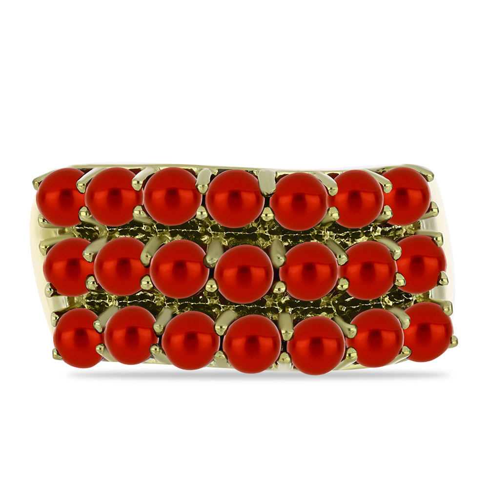 Anillo de Plata Bañada en Oro con Perla roja de río 1 