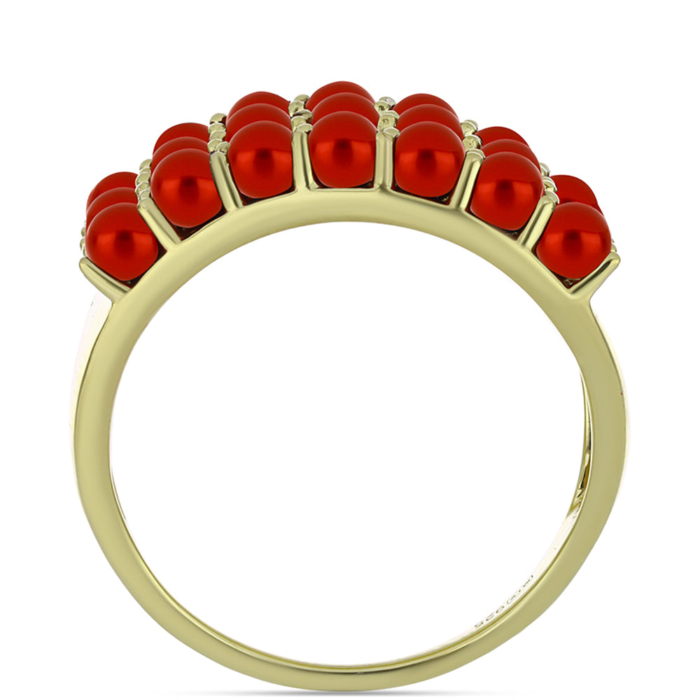 Anillo de Plata Bañada en Oro con Perla roja de río 2 