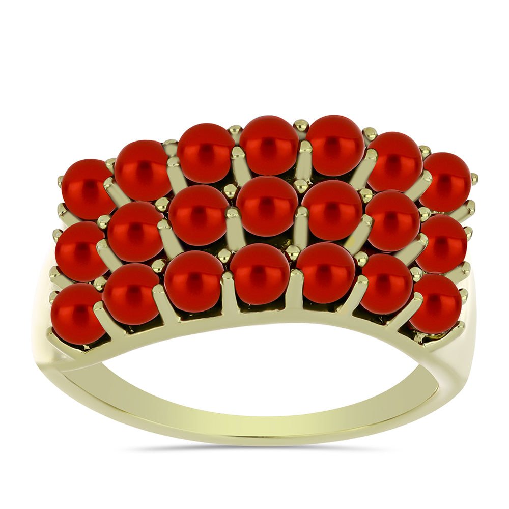 Anillo de Plata Bañada en Oro con Perla roja de río 3 