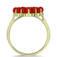 Anillo de Plata Bañada en Oro con Perla roja de río y Topacio Blanco