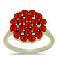 Anillo de Plata Bañada en Oro con Perla roja de río y Topacio Blanco