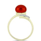 Anillo de Plata Bañada en Oro con Perla roja de río y Topacio Blanco