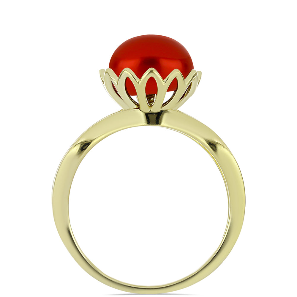 Anillo de Plata Bañada en Oro con Perla roja de río 2 