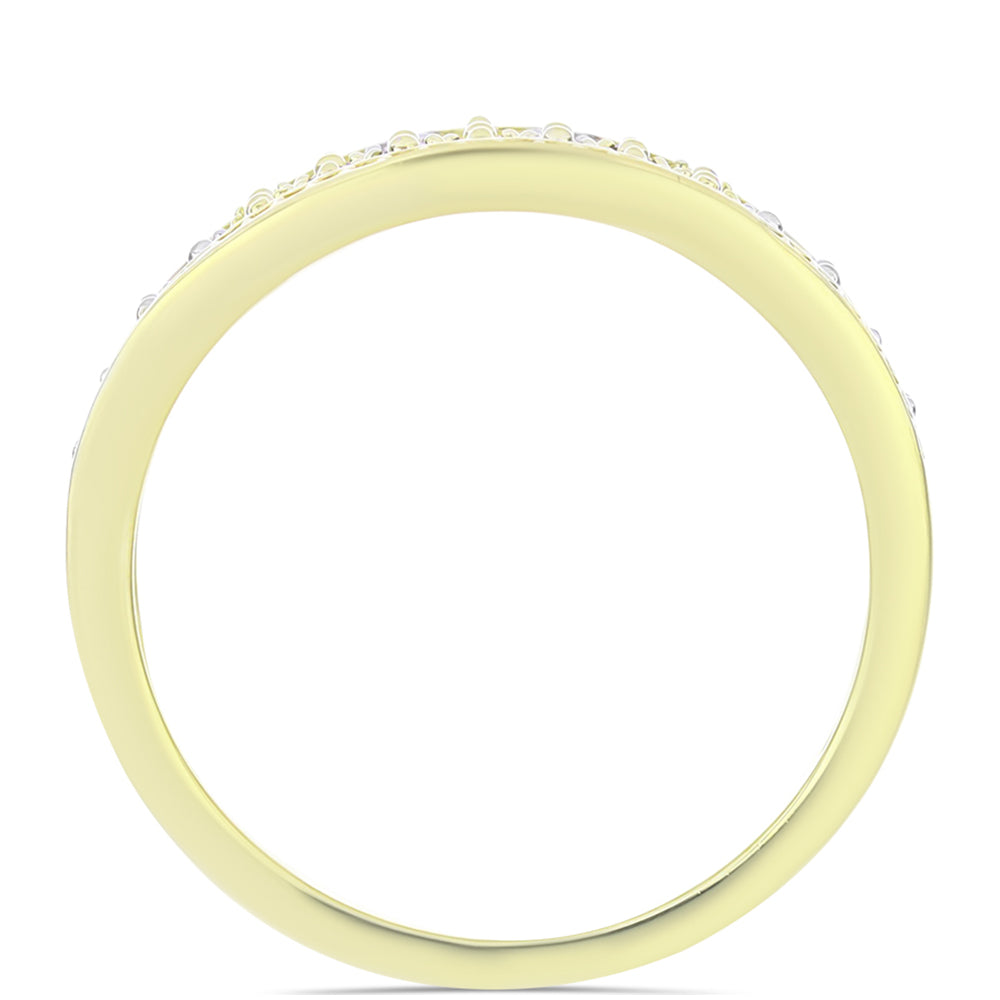 Anillo de Plata Bañada en Oro con Diamante Champagne y Diamante blanco 2 