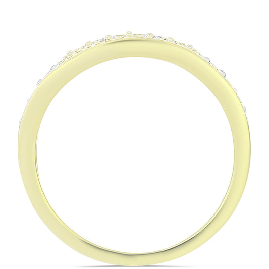 Anillo de Plata Bañada en Oro con Diamante Champagne y Diamante blanco
