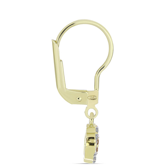 Pendientes de Plata Bañada en Oro con Diamante Champagne y Diamante blanco