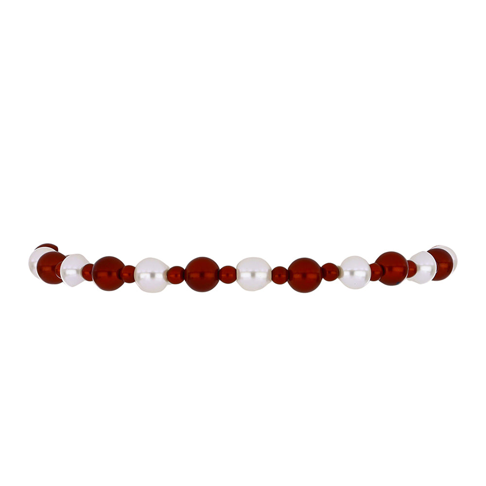 Pulsera de Plata Bañada en Oro con Perla roja de río y Perla blanca de agua dulce