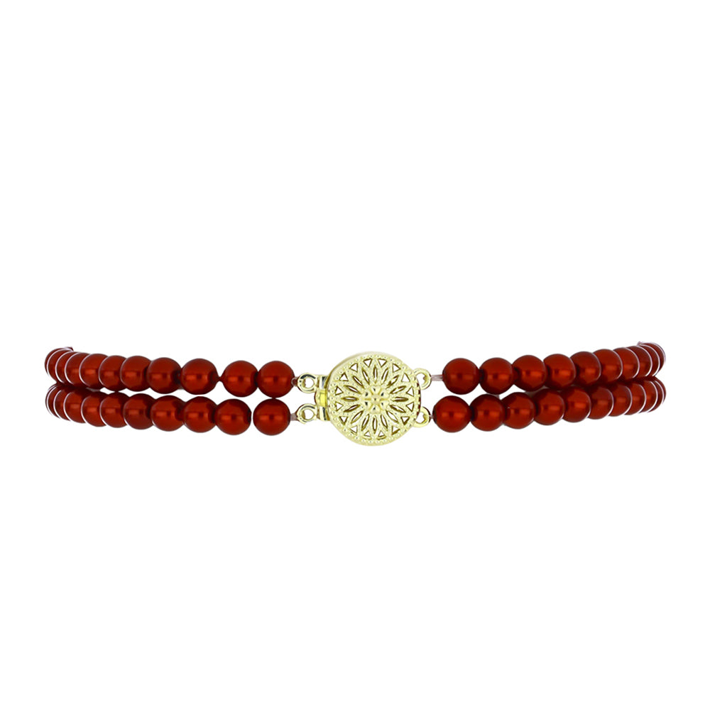 Pulsera de Plata Bañada en Oro con Perla roja de río 2 