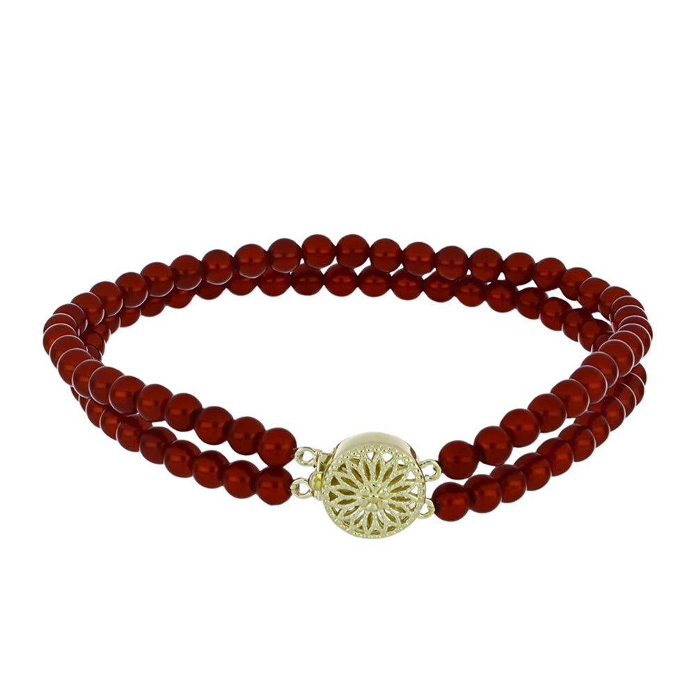 Pulsera de Plata Bañada en Oro con Perla roja de río 1 