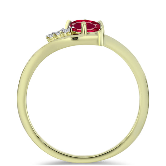 Anillo de Plata Bañada en Oro con Rubí de Madagascar y Topacio Blanco