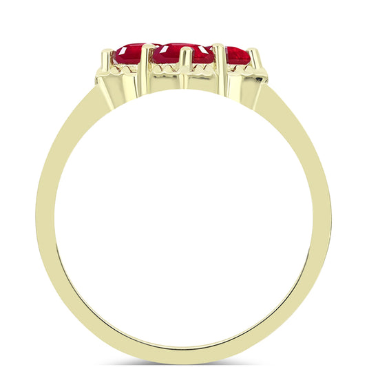 Anillo de Plata Bañada en Oro con Rubí de Madagascar
