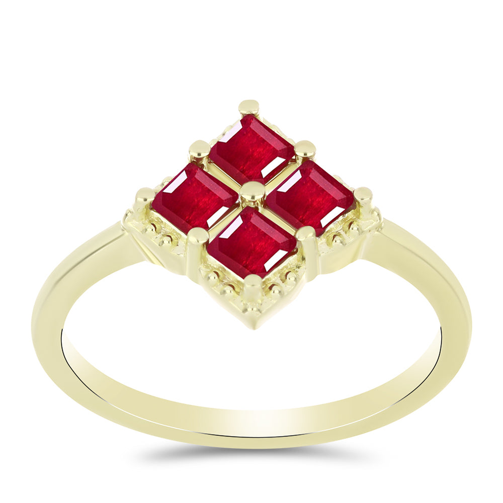 Anillo de Plata Bañada en Oro con Rubí de Madagascar 3 