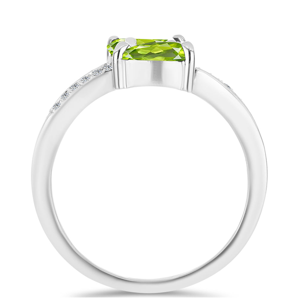 Anillo de Plata con Peridoto de Changbai y Topacio Blanco 3 