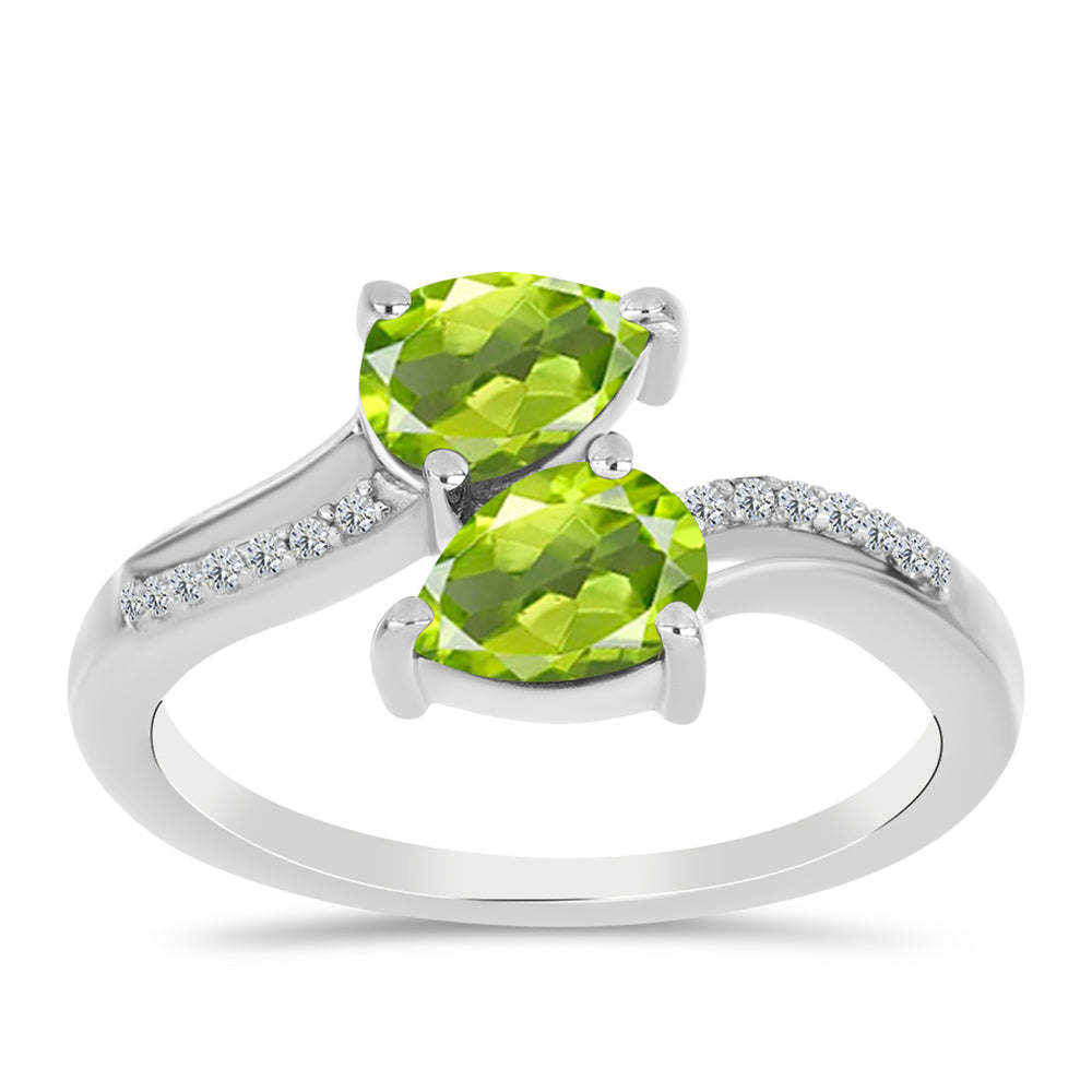 Anillo de Plata con Peridoto de Changbai y Topacio Blanco 1 