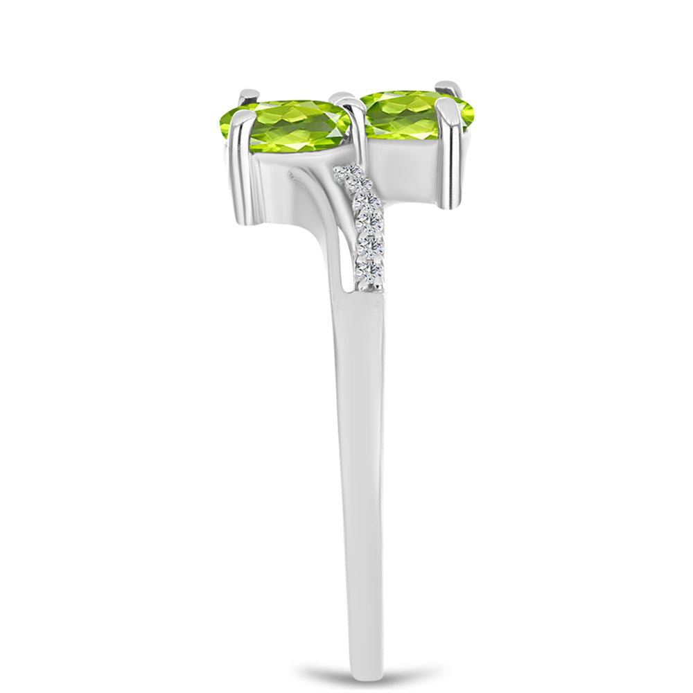 Anillo de Plata con Peridoto de Changbai y Topacio Blanco 4 