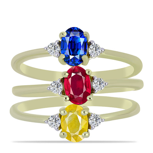 Conjunto de Plata Bañada en Oro con Rubí de Madagascar y Zafiro Azul Australiano ( Anillo )