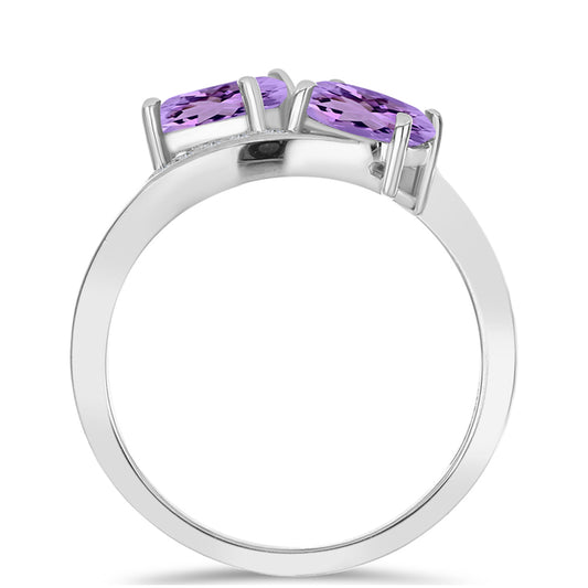 Anillo de Plata con Amatista Rosa de Francia y Topacio Blanco