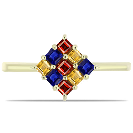 Anillo de Plata Bañada en Oro con Zafiro Arco Iris Rosebery