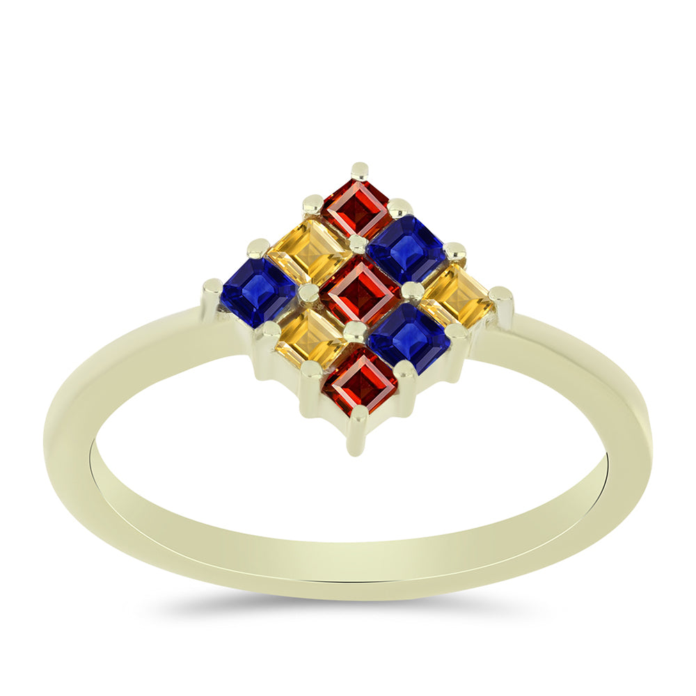 Anillo de Plata Bañada en Oro con Zafiro Arco Iris Rosebery 3 