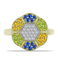 Anillo de Plata Bañada en Oro con Zafiro Arco Iris Rosebery y Topacio Blanco