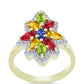 Anillo de Plata Bañada en Oro con Zafiro Arco Iris Rosebery y Topacio Blanco