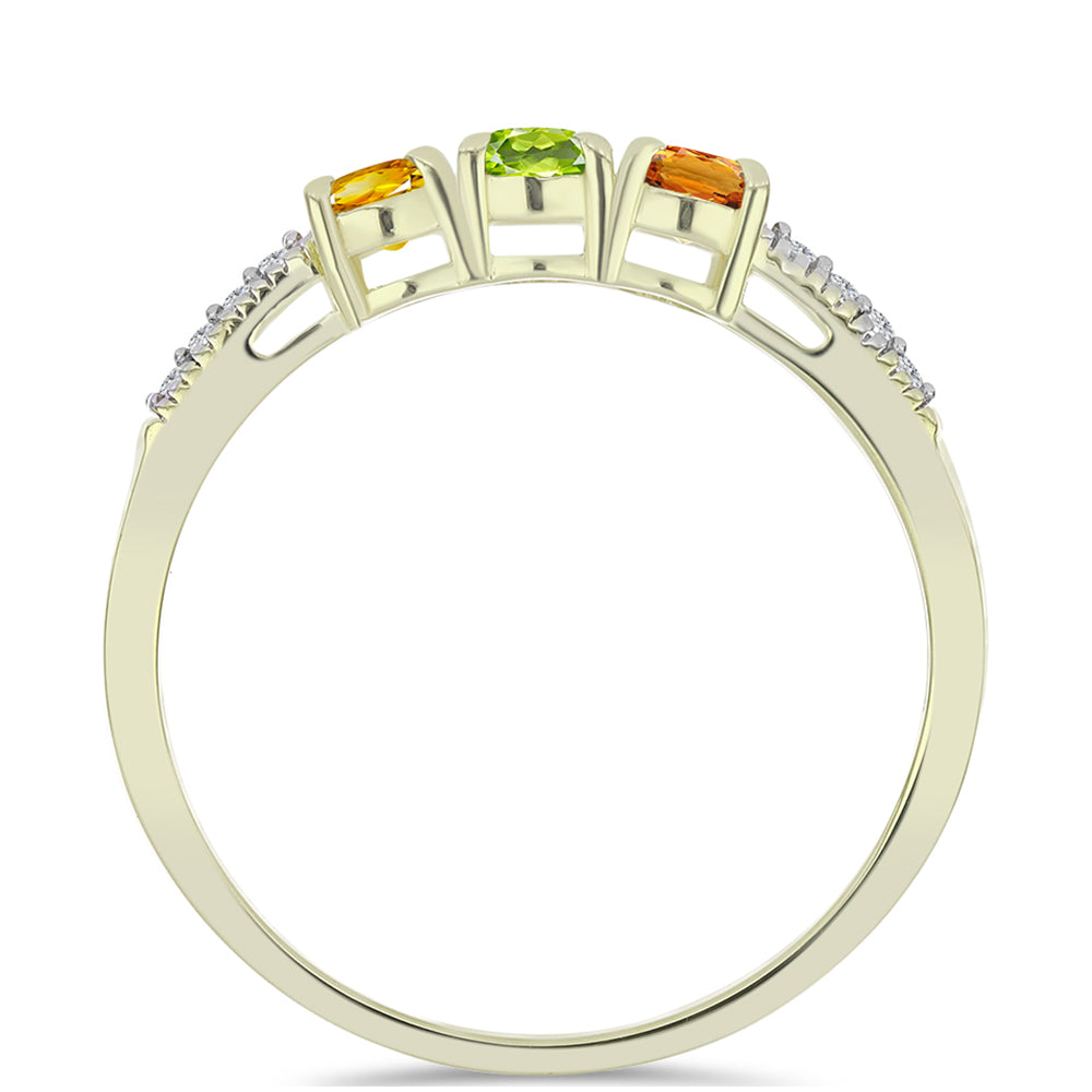 Anillo de Plata Bañada en Oro con Zafiro Arco Iris Rosebery y Topacio Blanco