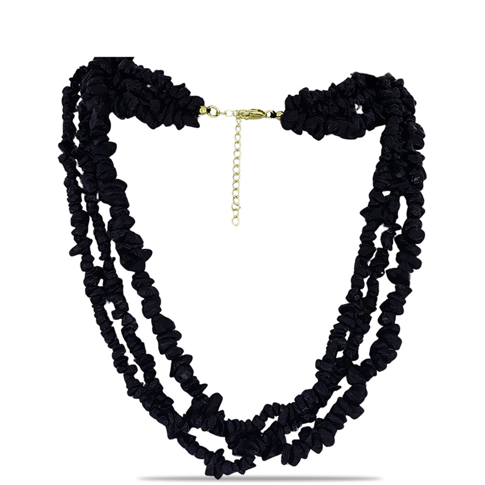 Collar de Plata Bañada en Oro con Ónix negro de Suwar 1 