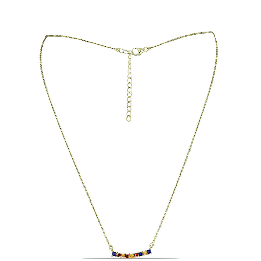Collar de Plata Bañada en Oro con Zafiro Arco Iris Rosebery 1 