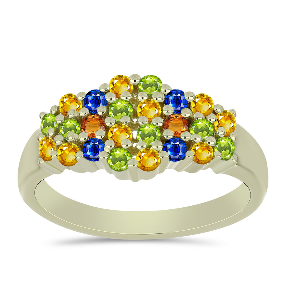 Anillo de Plata Bañada en Oro con Zafiro Arco Iris Rosebery 3 