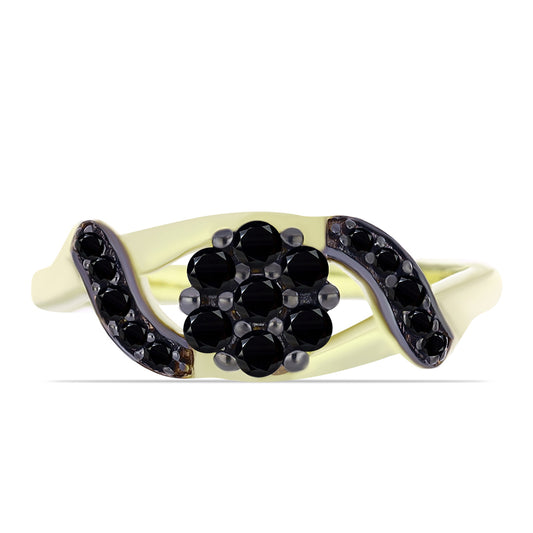 Anillo de Plata Bañada en Oro con Ónix negro de Suwar