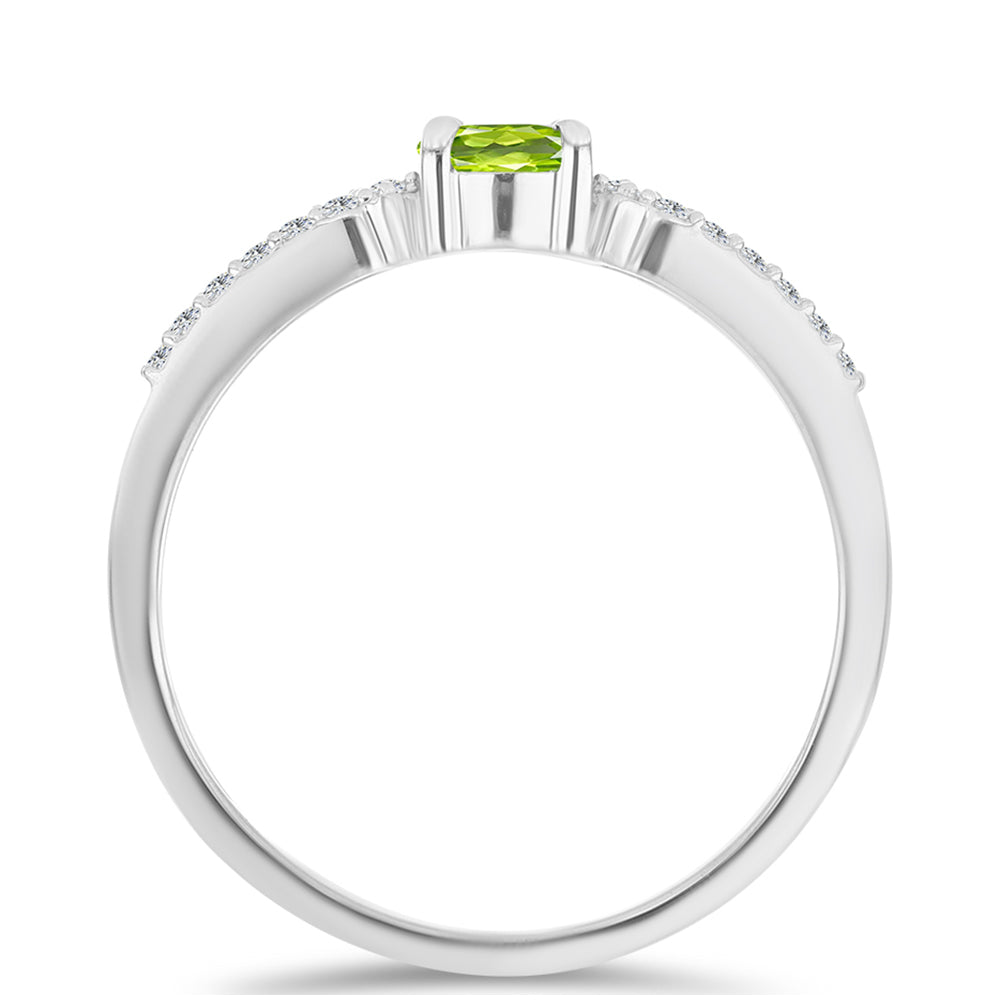 Anillo de Plata con Peridoto de Changbai y Topacio Blanco