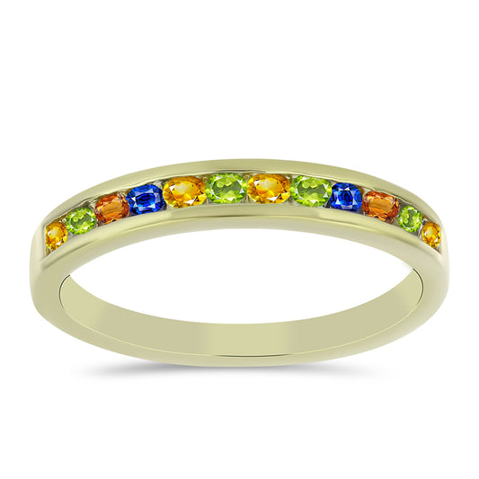 Anillo de Plata Bañada en Oro con Zafiro Arco Iris Rosebery