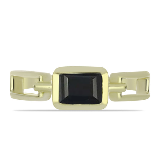 Anillo de Plata Bañada en Oro con Ónix negro de Suwar